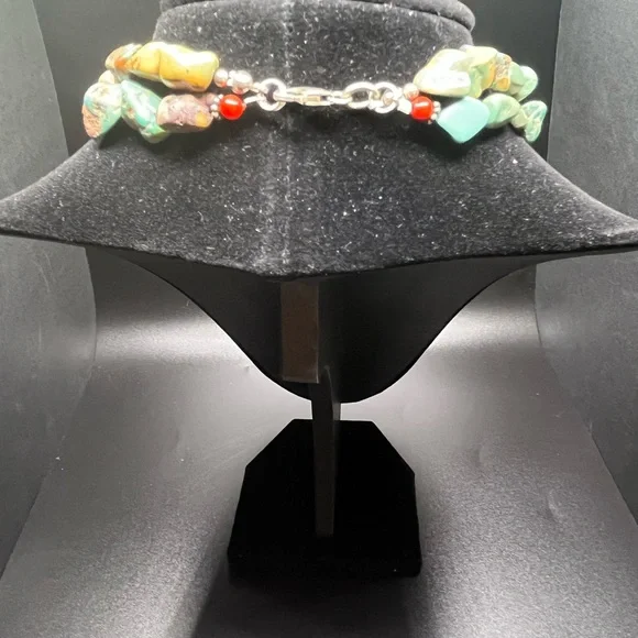 Artisan Stone Necklace Turquoise Color Jasper Pendant Sterling Silver Accents - Picture 8 of 13